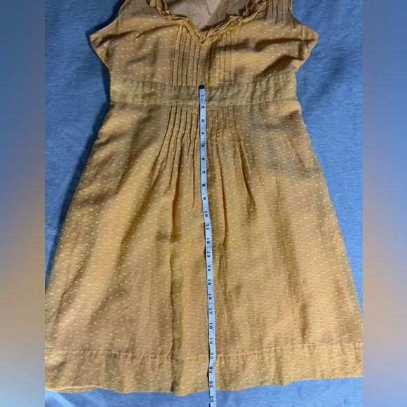 Anthropologie's Moulinette Soeurs Golden Ruffle Dress. Textured Dot Size 10 - Picture 14 of 15